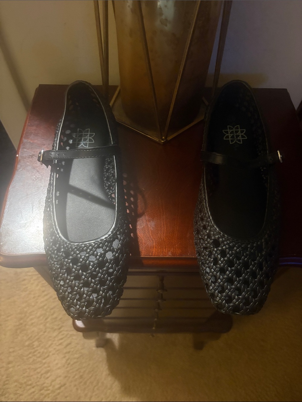 Serra Black Woven Mary Jane Flats with Ankle Strap